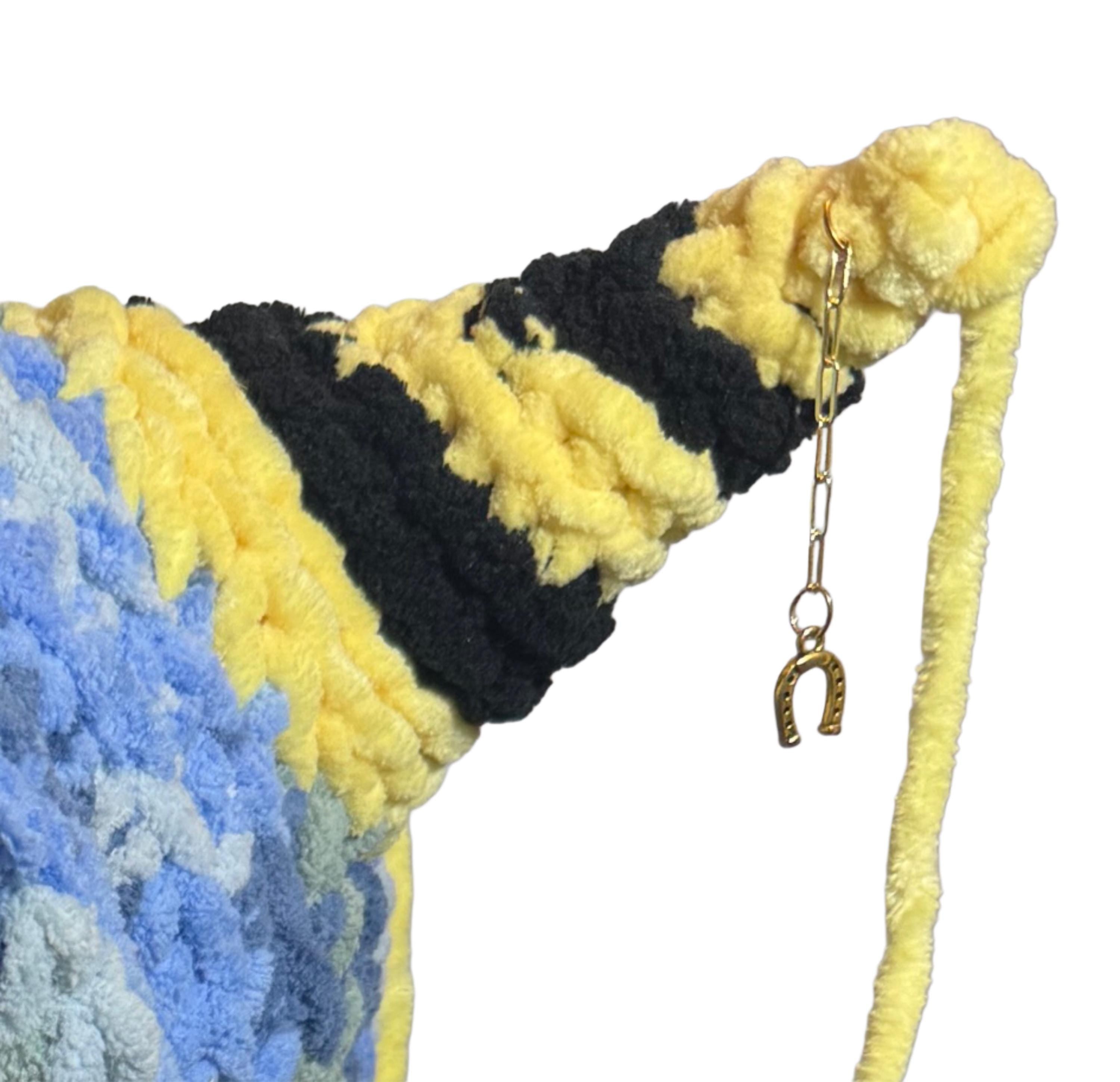 Bumble Blue Striped Horn Hat