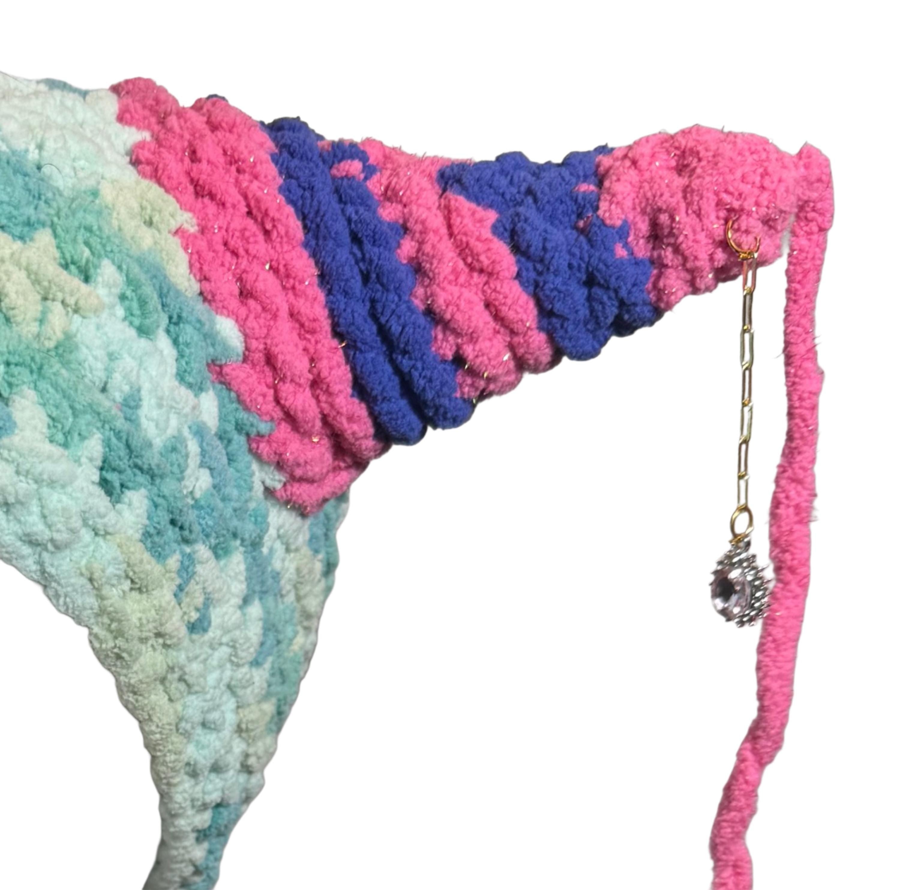 Seafoam Pink Striped Horn Hat