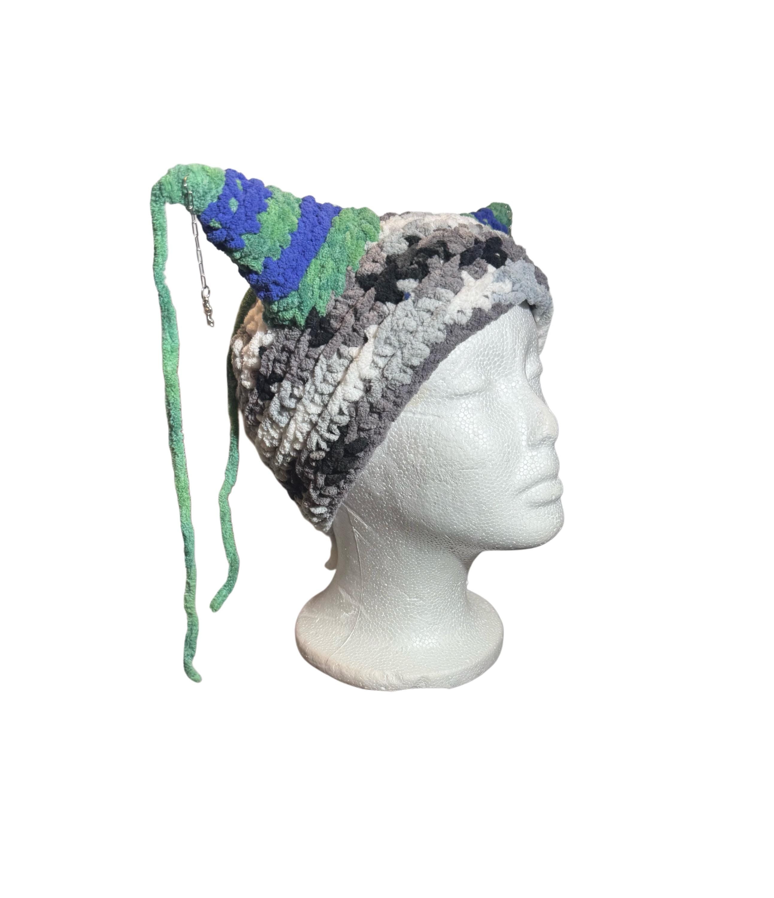 Blugreen Striped Horn Hat