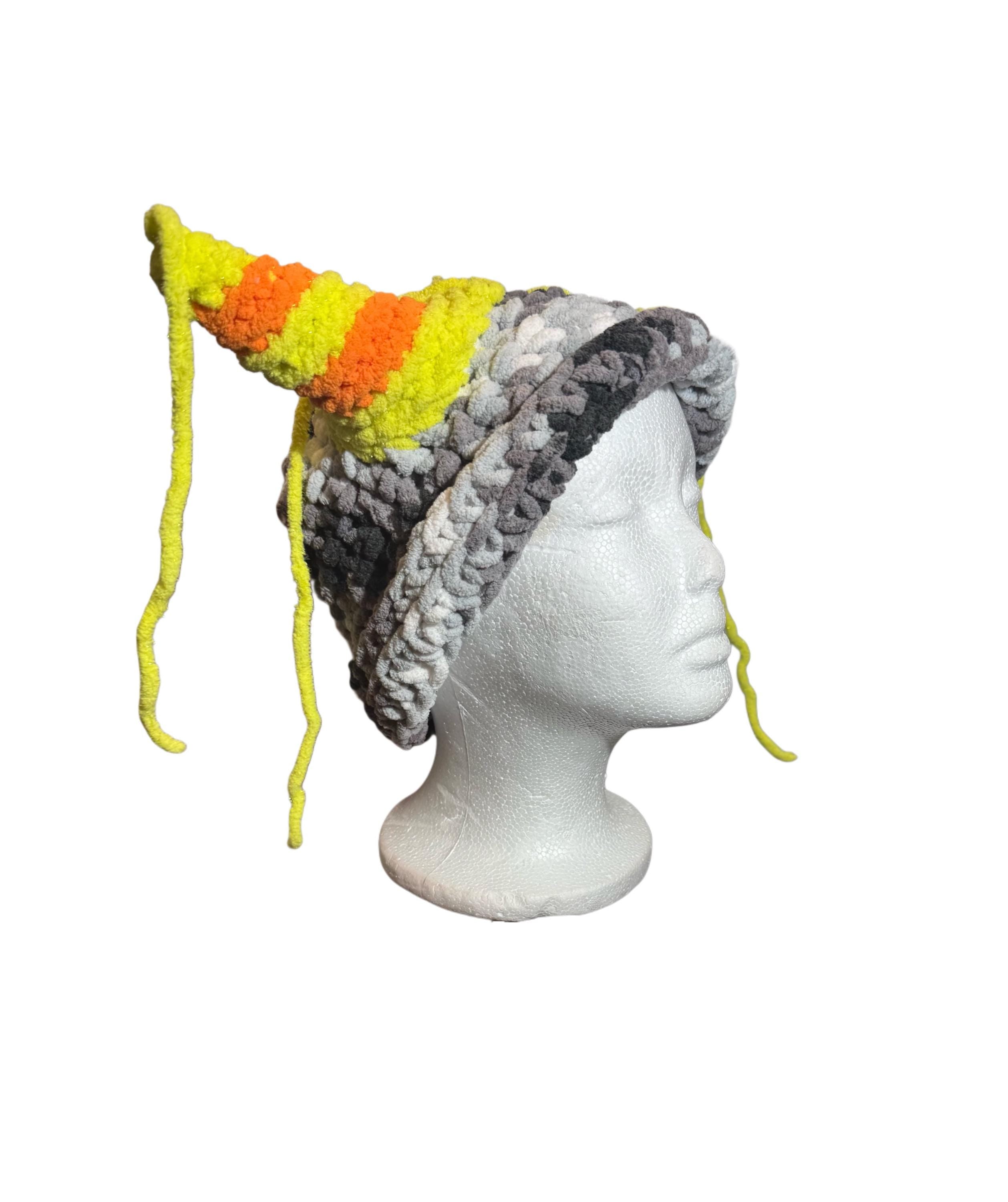 Orange/green Striped Horn Hat