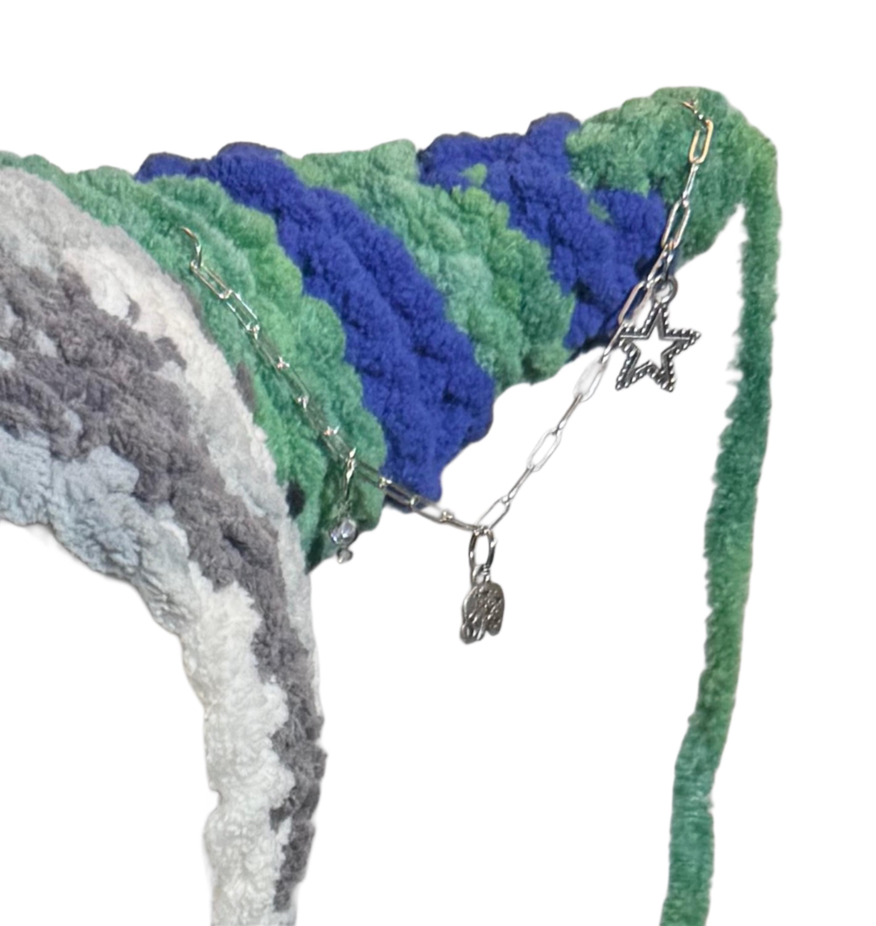 Blugreen Striped Horn Hat
