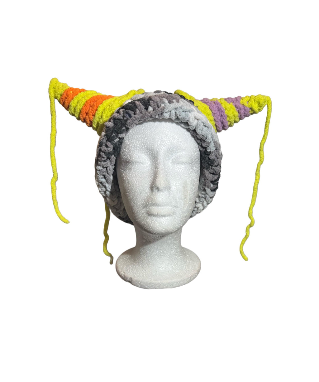 Orange/green Striped Horn Hat